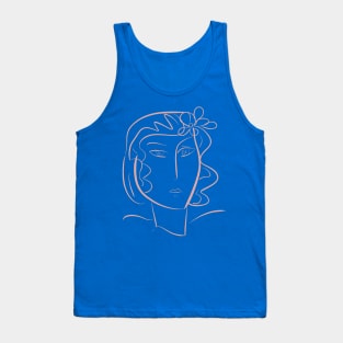 Minimal Line Portrait of a girl with a flower Tank Top